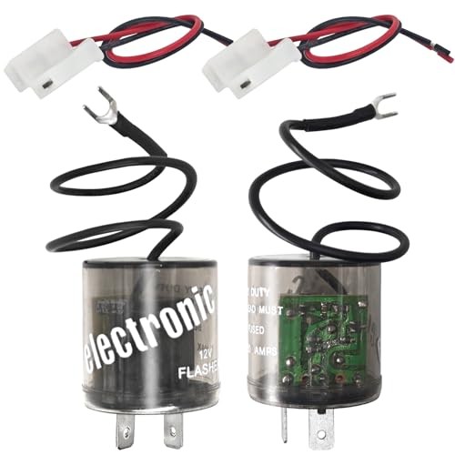 2-Pack 2-Pin LED Flasher Relay with Ground Wire & Connector Pigtail Harness -