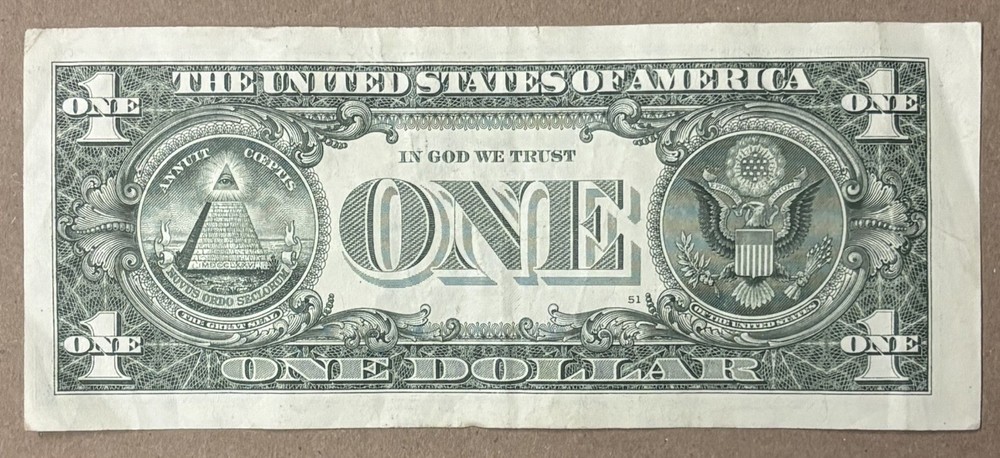 2021 $1 One Dollar Bill Error Misaligned Miss Cut Off Center Note Front & Back