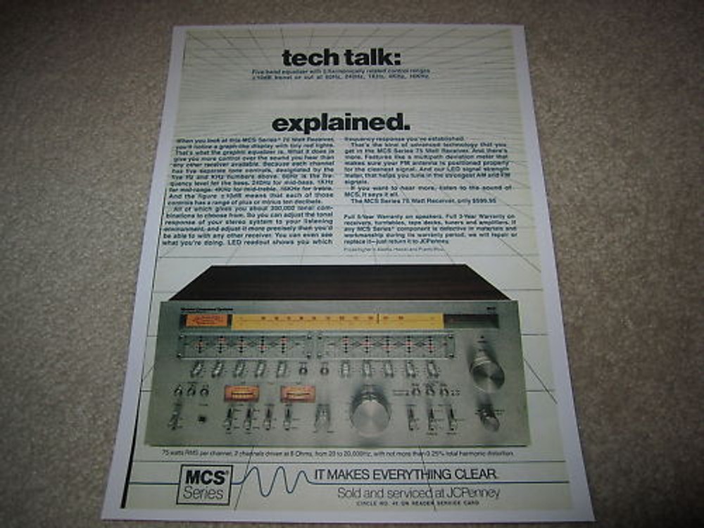 MCS 3275 Receiver Ad, 1978, 1 pg, Specs, Info, Article