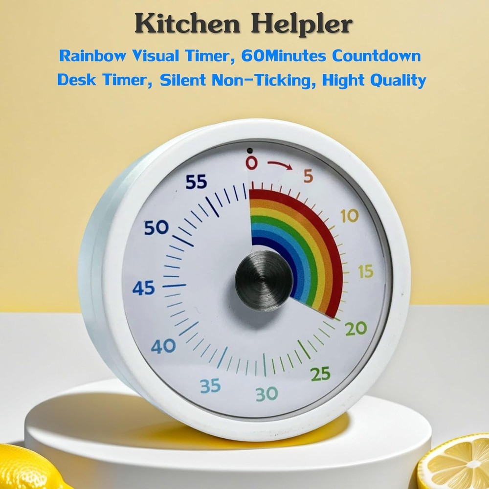 Visual Timer, Kitchen Timer Rainbow Disk 60 Minute Countdown Timer for Kids and