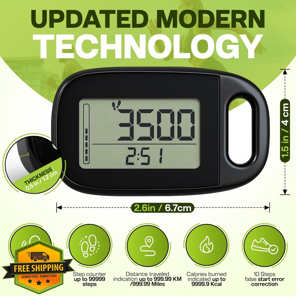 Ankle Pedometer Step Counter No App Required Clip On