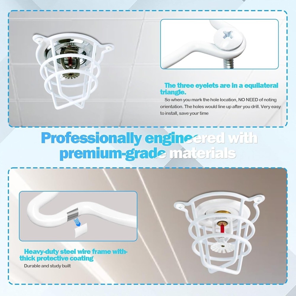 Easy Install 2 Pack Iron Fire Sprinkler Guards - Protects from Accidental Damage