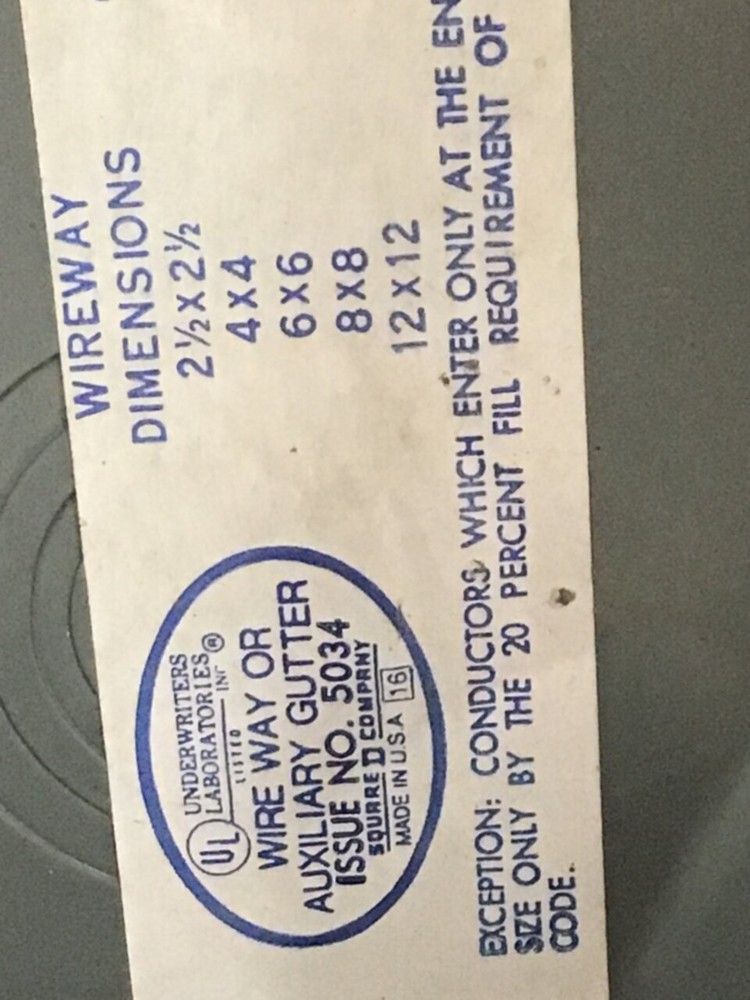 SQUARE D Wireway Gutter Box 5034 Used #128094