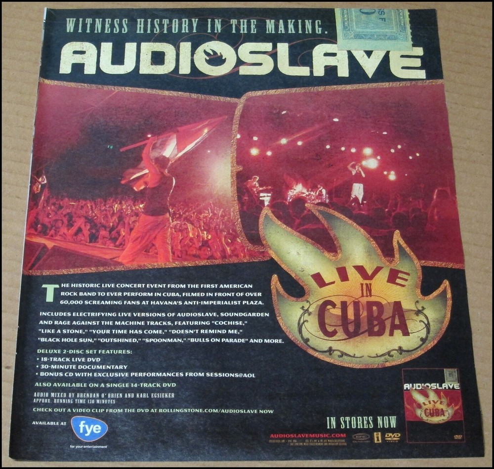 2005 Audioslave Live in Cuba Print Ad DVD Advertisement Chris Cornell Morello