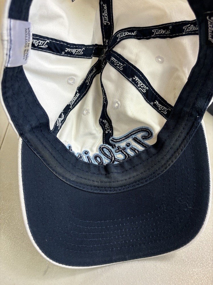 Titleist Golf Hat White Strapback Cap Adjustable Cotton Dad Style Tar Heel Blue