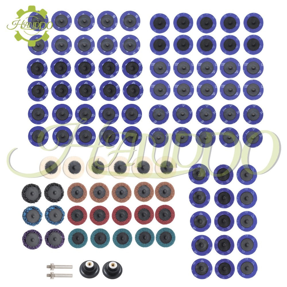 104PC 2" Roll Lock Sanding Discs Die Grinder Quick Change Disc Set W/ 1/4 Holder