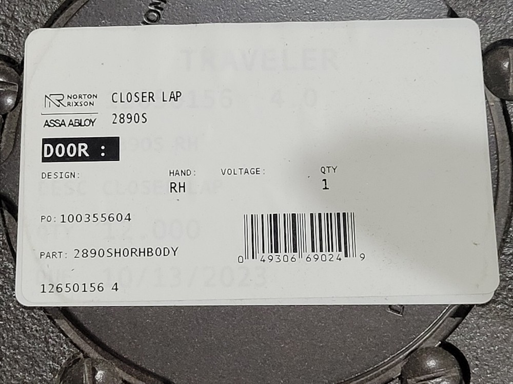 Rixson Assa Abloy 2890S Right Hand Closer Lap