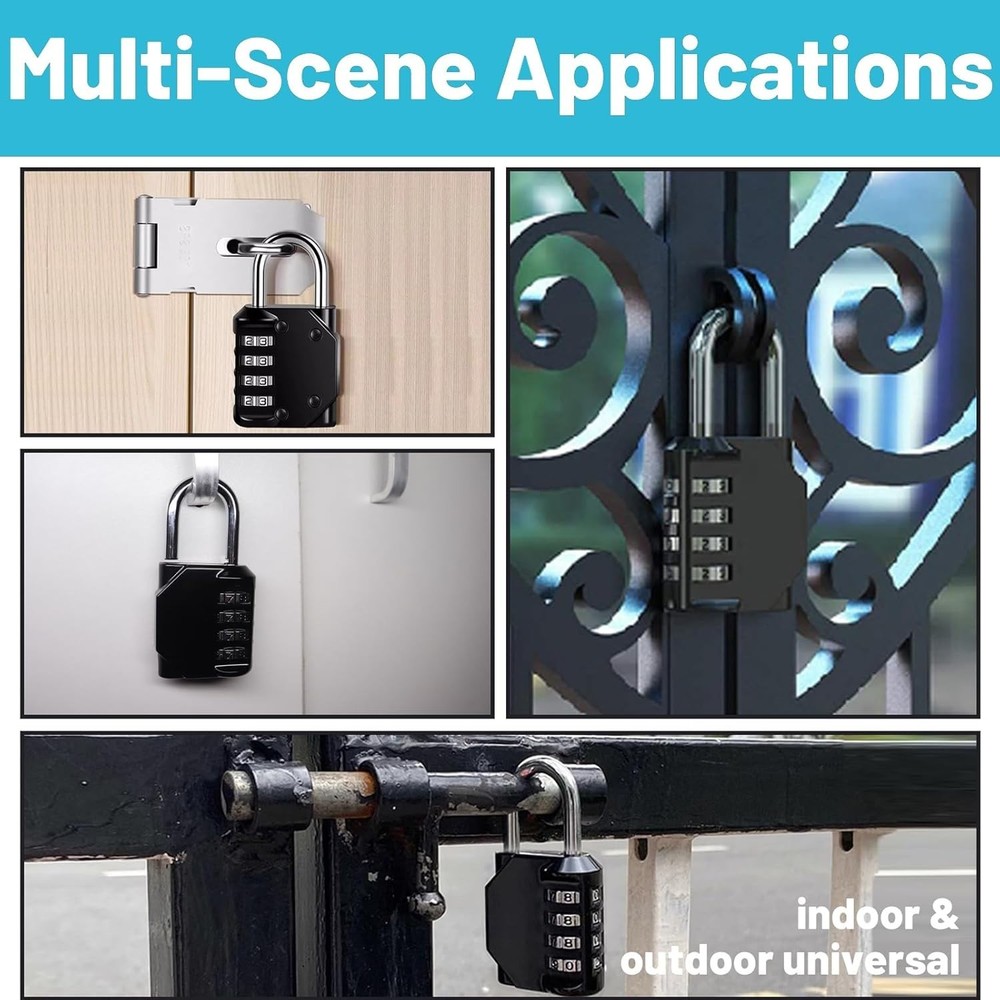 4-Digit Resettable Waterproof Combination Lock - Versatile Security Padlock