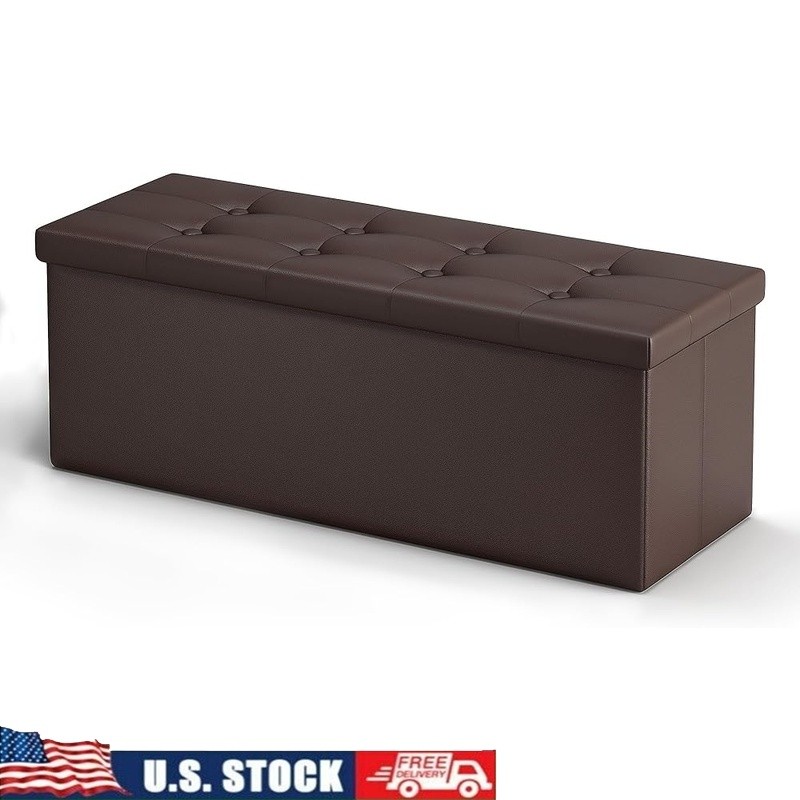 Folding Storage Ottoman Multifunctional Footrest Coffee Table W/ Hidden Storage