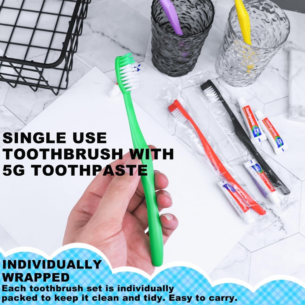 50pcs Disposable Toothbrushes with Toothpaste,Single Use Toothbrush with Toot...