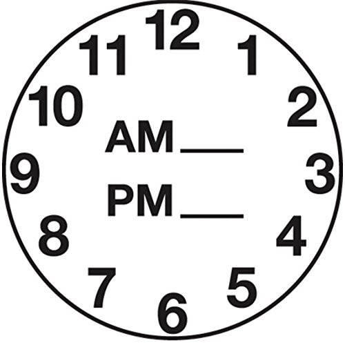 Clock Dot Labels White Black Imprint - 1 1/4"Dia 1000 Per Roll