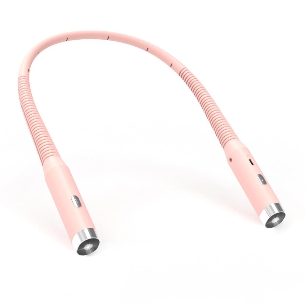 LED Neck Reading Light Rechargeable Bendable 3 Modes Pink For Knitting Crochet