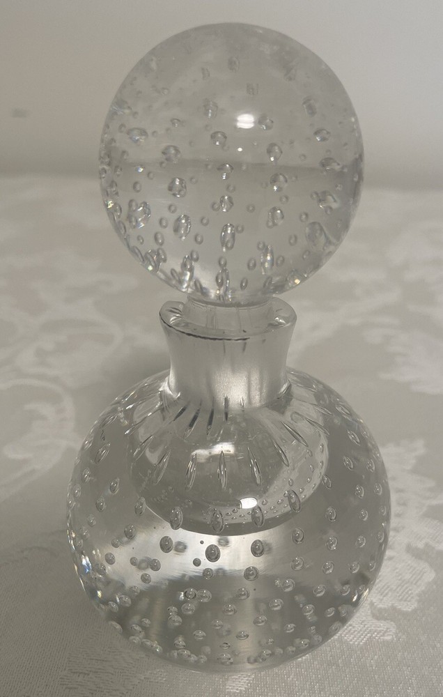 Vintage Clear Controlled Bubbles Perfume Bottle READ