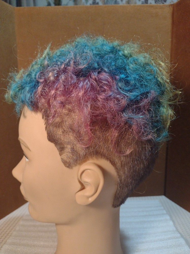 Pivot Point MMMUIMLL Britney Mannequin Head Pixie, Shaved Sides/Back Rainbow