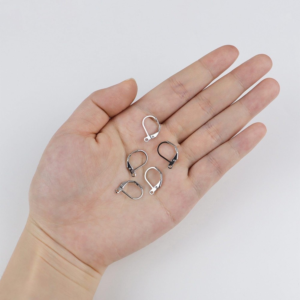 50 Silver Earring Hooks Leverback Findings New