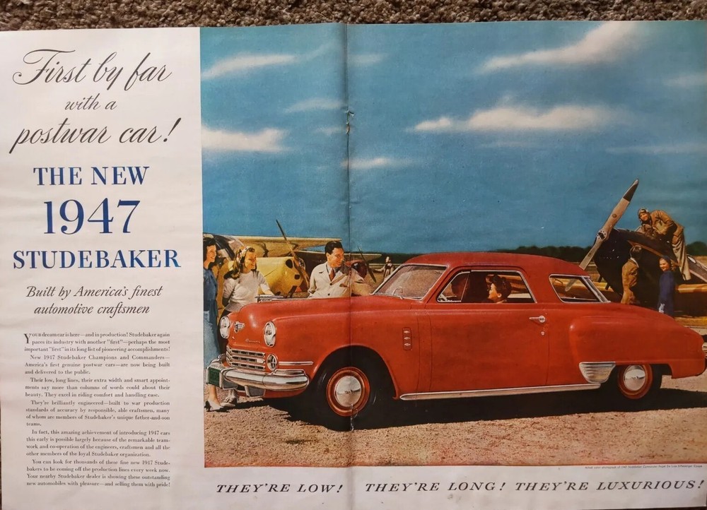 1947 Studebaker: First By Far with a Postwar Car Vintage Print Ad