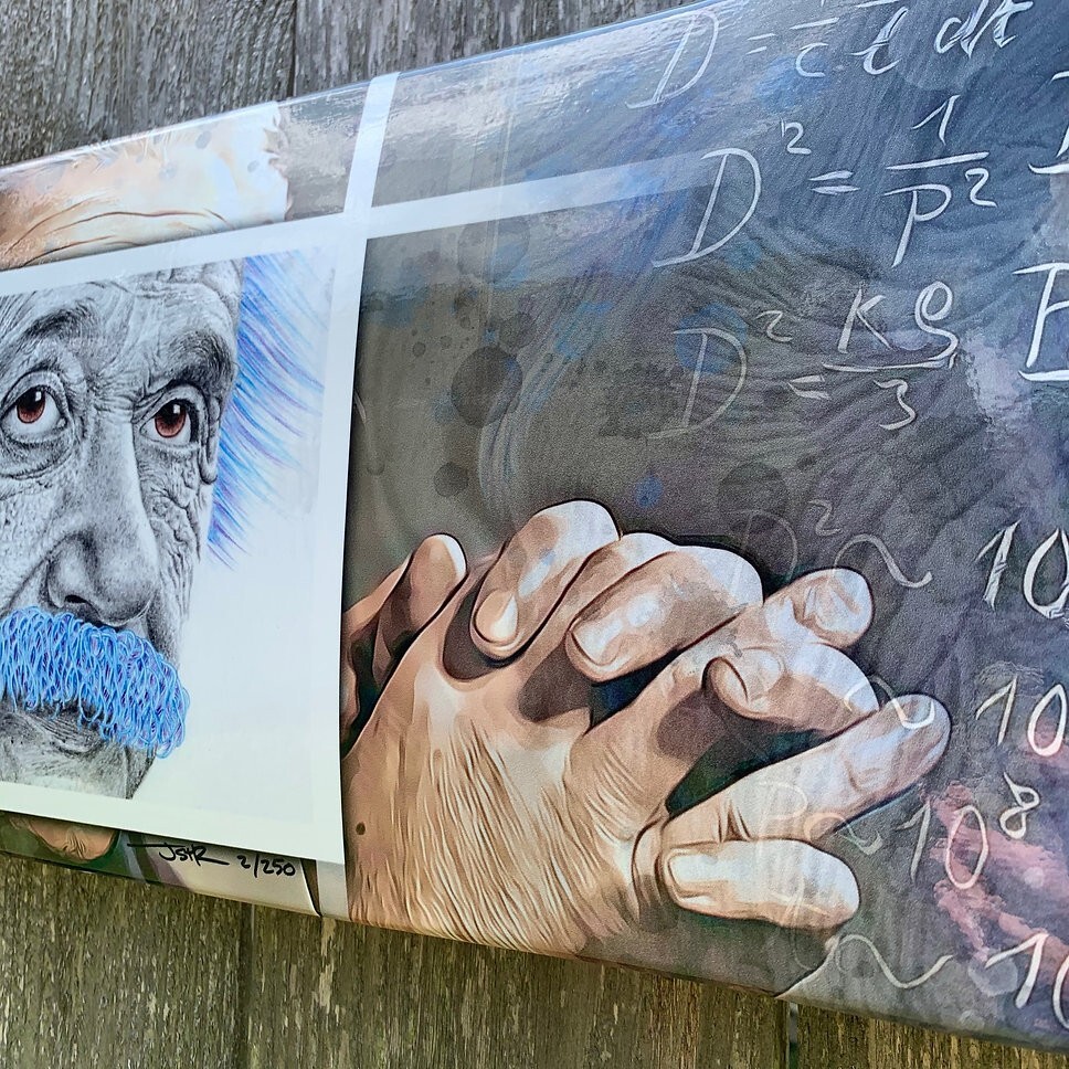 Albert Einstein Pencil Drawn Skateboard Art Deck - Limited edition