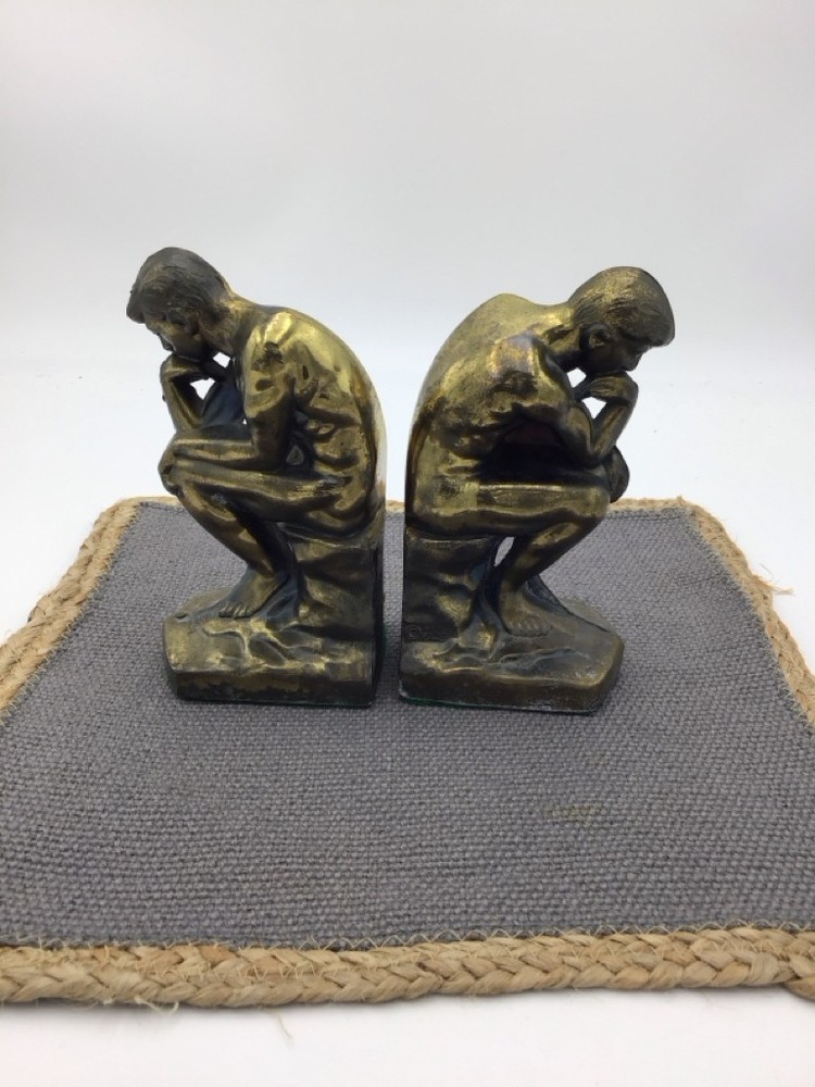 Vintage Brass "The Thinker" Bookends