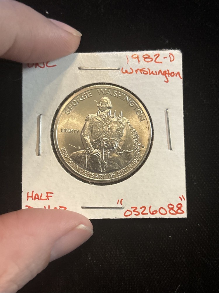 1982-d George Washington Silver Half Dollar Uncirculated “0326088” 50C