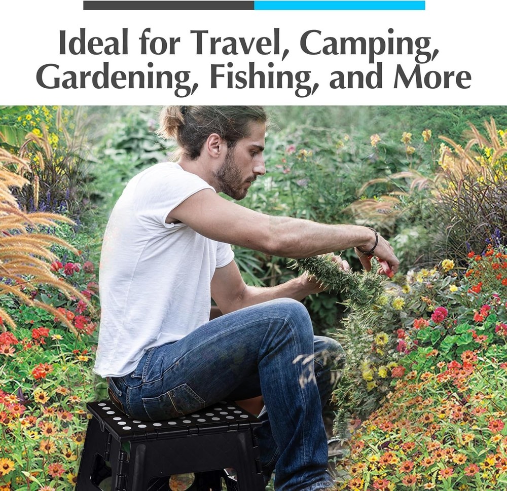 Folding Lightweight Step Stool - Sturdy Enough to Support Adults and Safe Enough