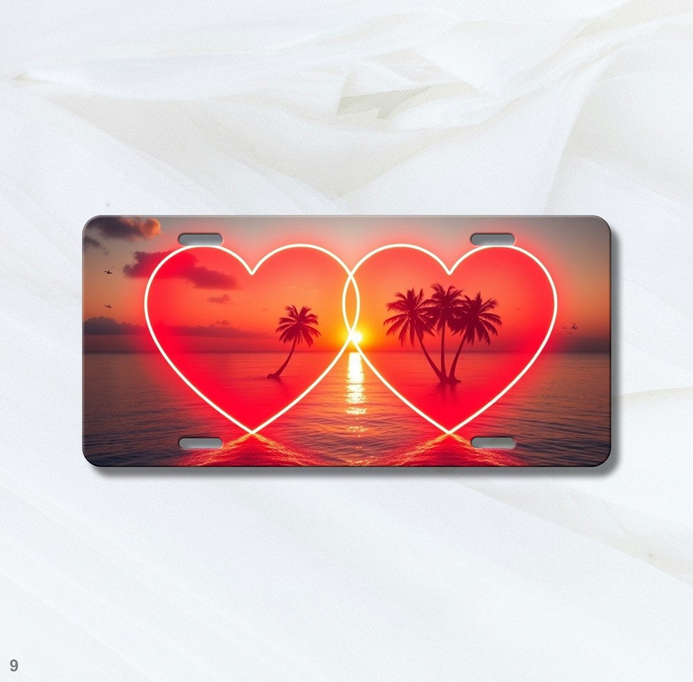 Custom Twin Hearts Graphic Personalized Name License Plate Personalized Front Pl