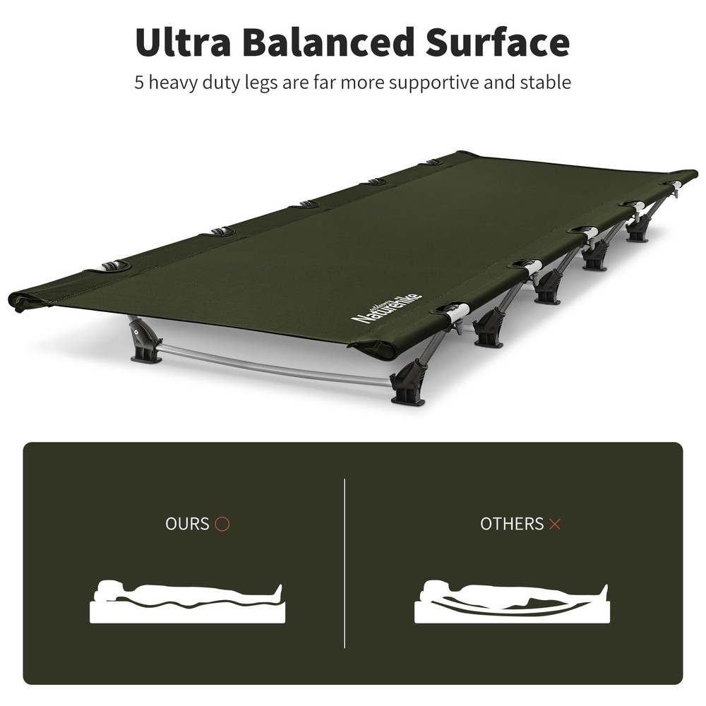 GreenWild Camping Cot, Ultralight Folding Backpacking Cot, 60-Second Easy Set...