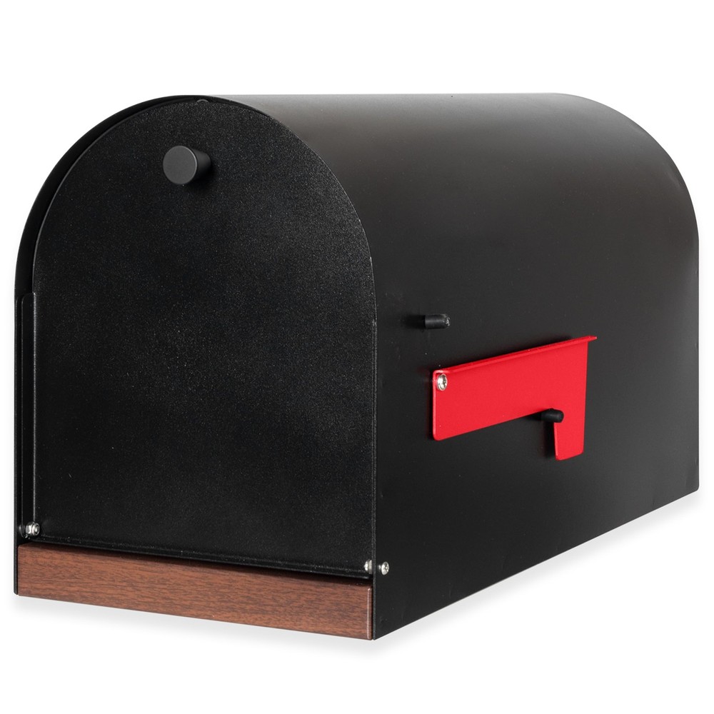 Black Modern Mailbox Post Mount - Mailboxes for Outside - with Black Door and...