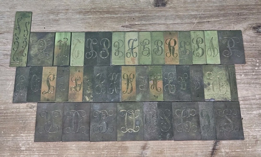 Double Line/Script Engraving Font Set Letters - Brass - Imcomplete Lot