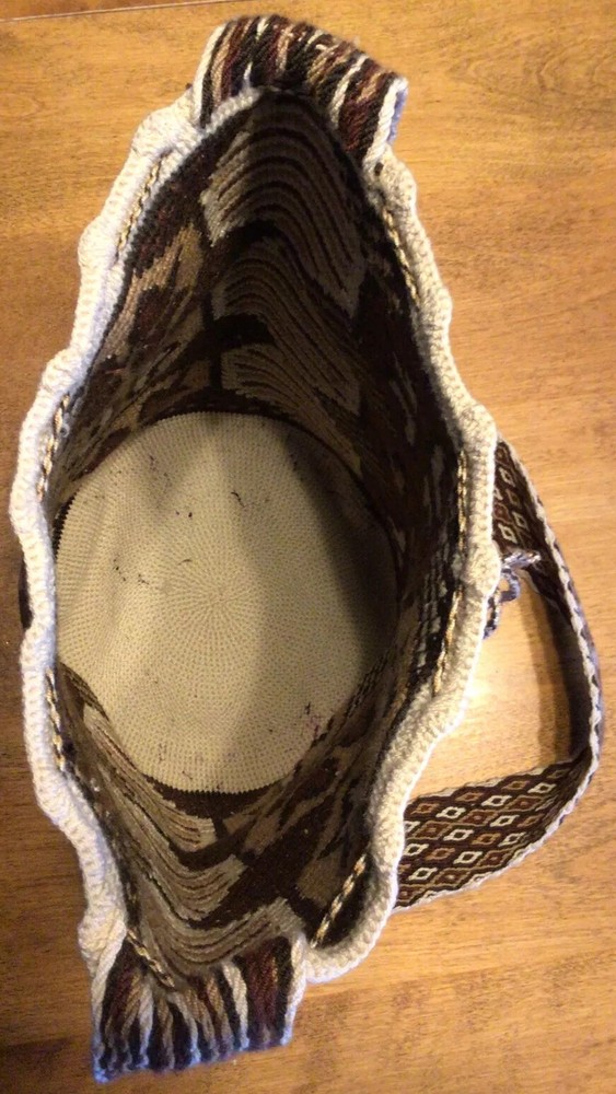 Vtg. Boho Woven Shoulder Purse, Brown