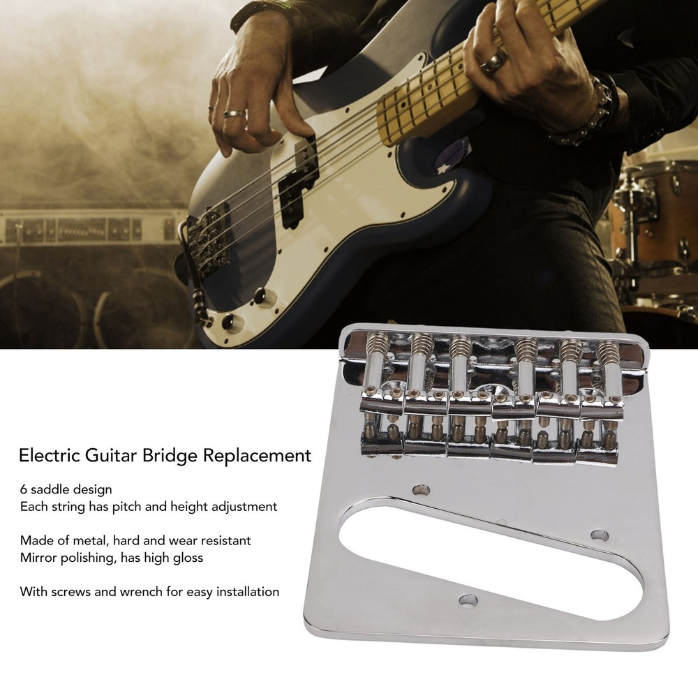 L Shape Guitar Bridge Replacement 6 Saddle Fixing String Pull Plate For TL E CHU