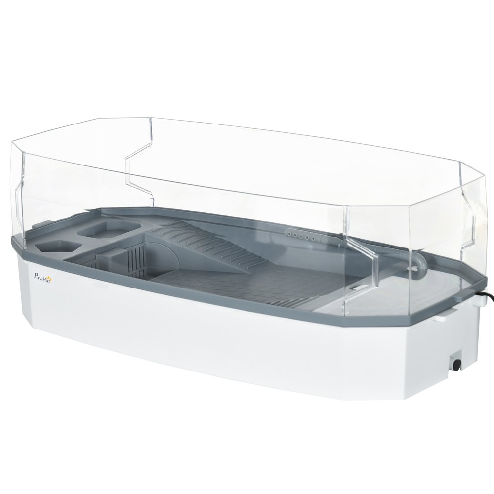 PawHut Turtle Tank Turtle Aquarium w/ Basking Platform Pump Filter Layer