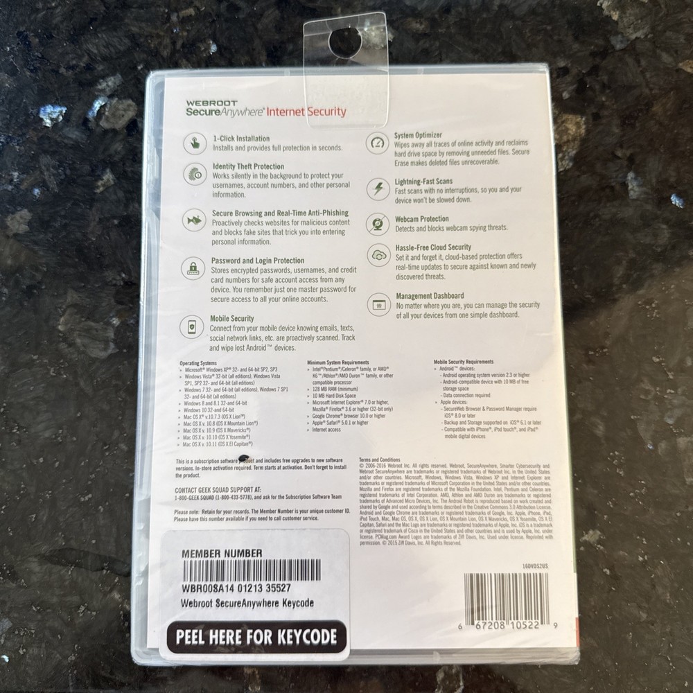 Webroot Secure Anywhere Internet Security 3 Devices for PC/MAC/Mobile NEW/SEALED