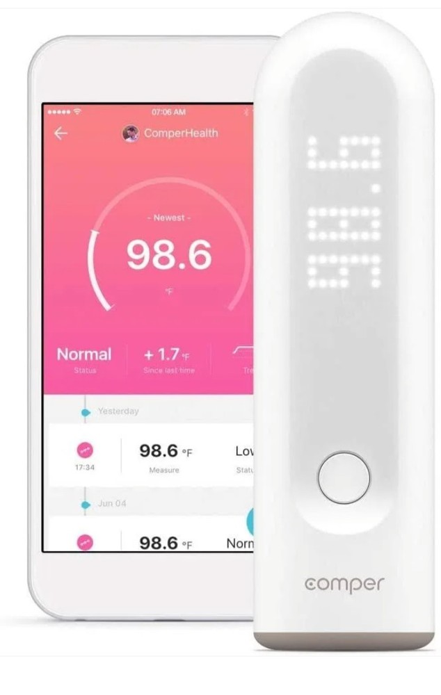 Comper Non Contact Thermometer, with Smart App, Bluetooth Connection, Good Cond.