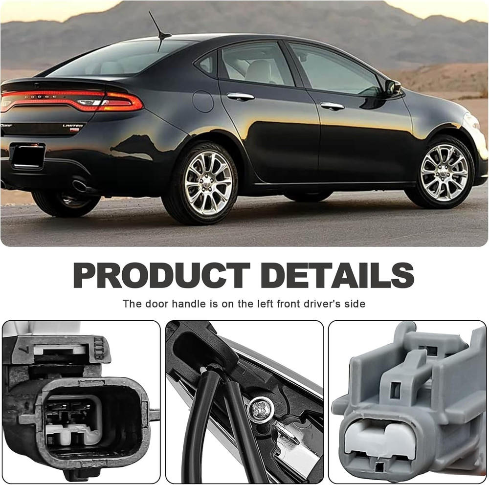 OEM Style Chrome Front Left Driver Door Handle with Smart Key Sensor Compatible
