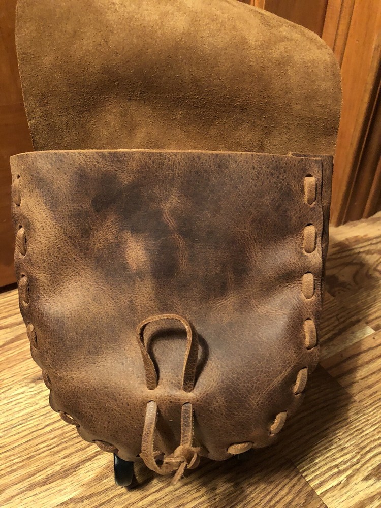 Handcrafted brown Leather Bag, muzzleloading hunting possible bag,black powder