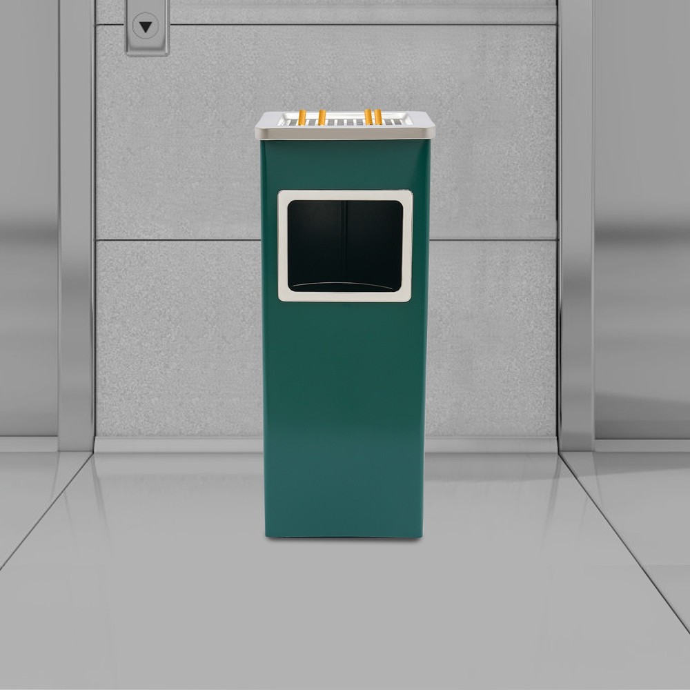 Trash Bin Outdoor Waste Container Square Trash Can w/ Removable Inner Can