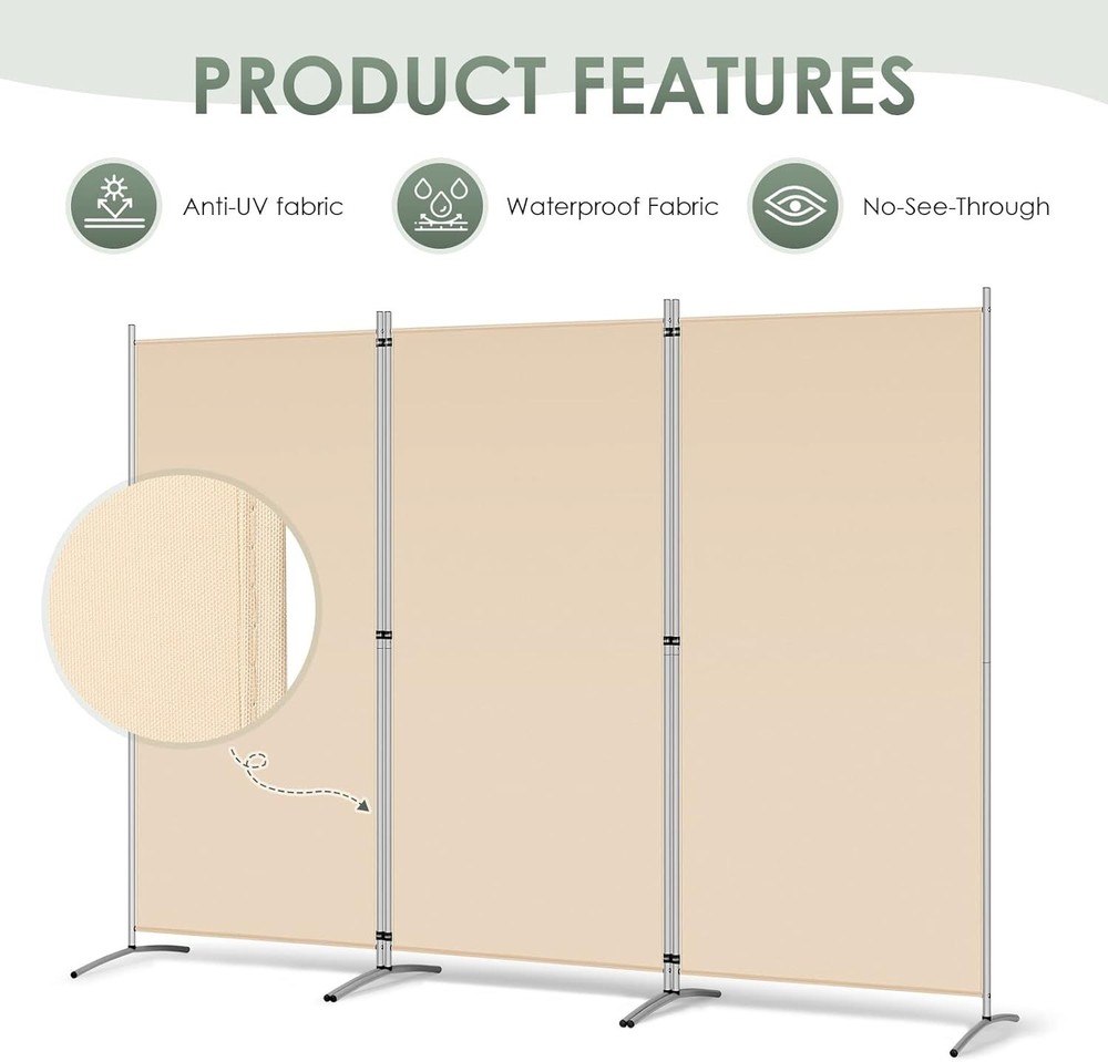 Versatile 3-Panel Freestanding Room Divider - Lightweight & Easy to Store