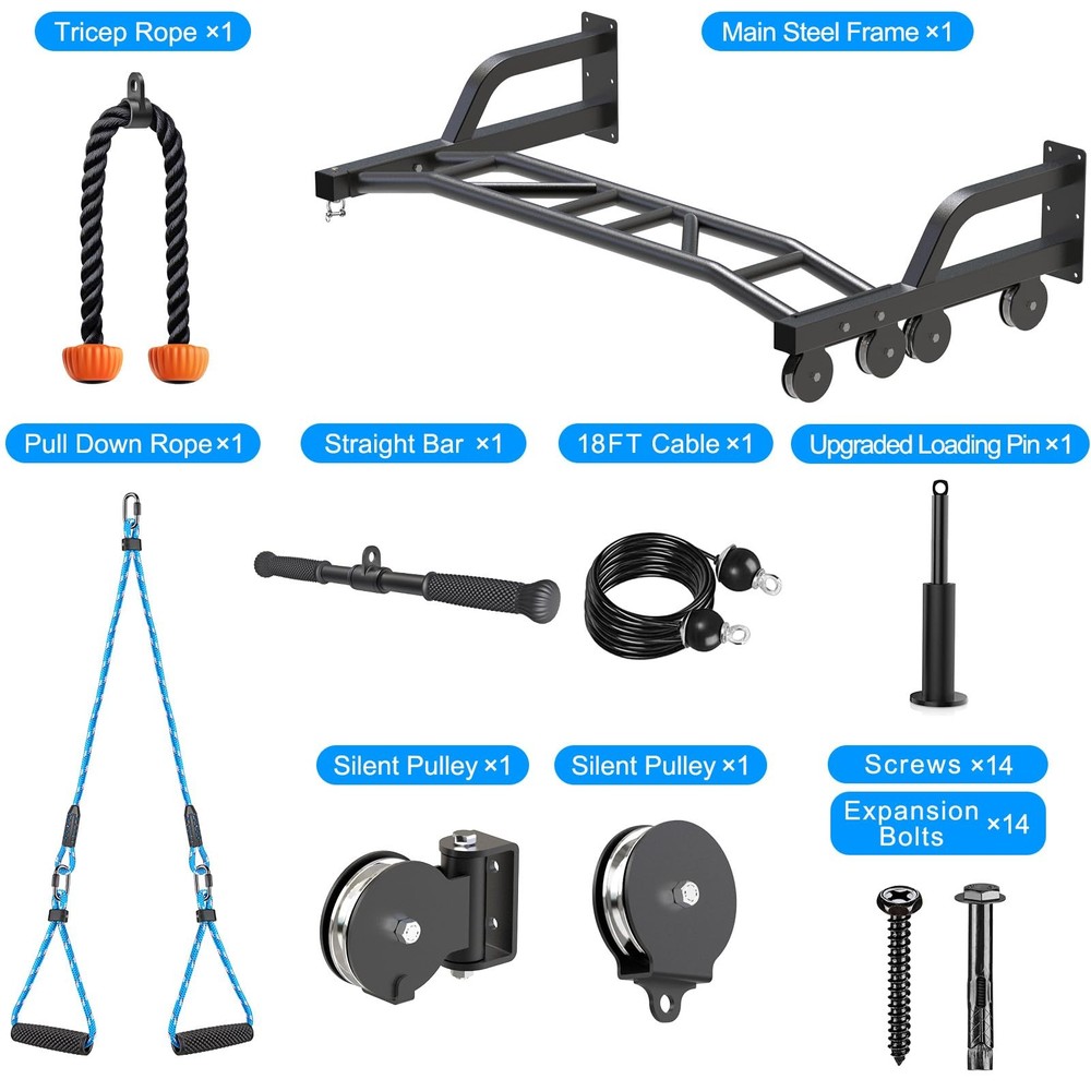 SELEWARE 48 Heavy Duty Pull Up Bar Wall Mount Multi-function Chin up Bar with...