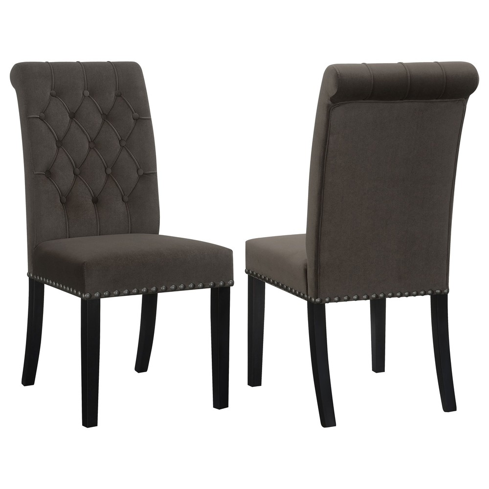 Brown and Rustic Espresso Tufted Side Chairs