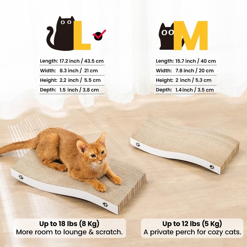 Unique Medium Cat Scratcher - Durable Cardboard with Eco-Friendly Certification
