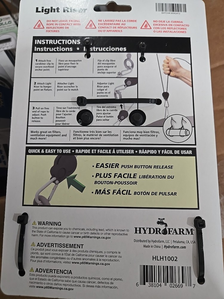 Hydrofarm Heavy Duty Light Riser, 2 Pack