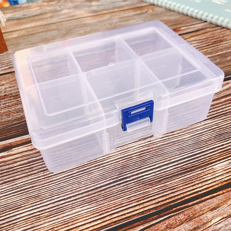 Detachable 6 Grids Clear Compartment Plastic Storage Box Jewelry Bead Container