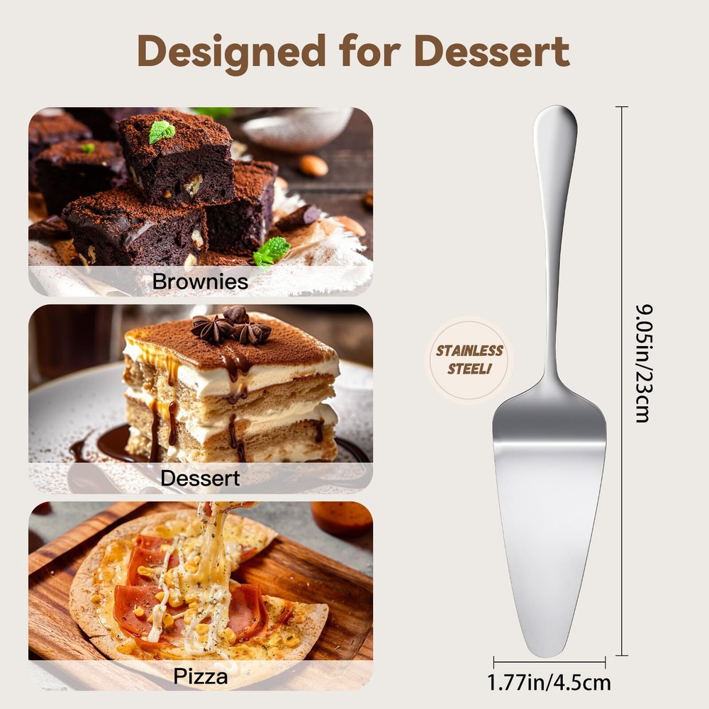 2 Pack Pie Server Stainless Steel SUS304 Small Silver Pie Spatula for Serving...