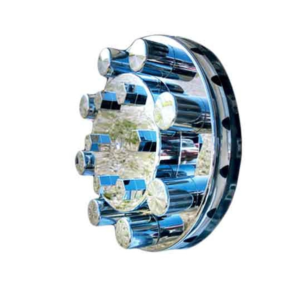 Chrome Front Hub Cover With Top Hat Style Nut Covers (0HCA-01)