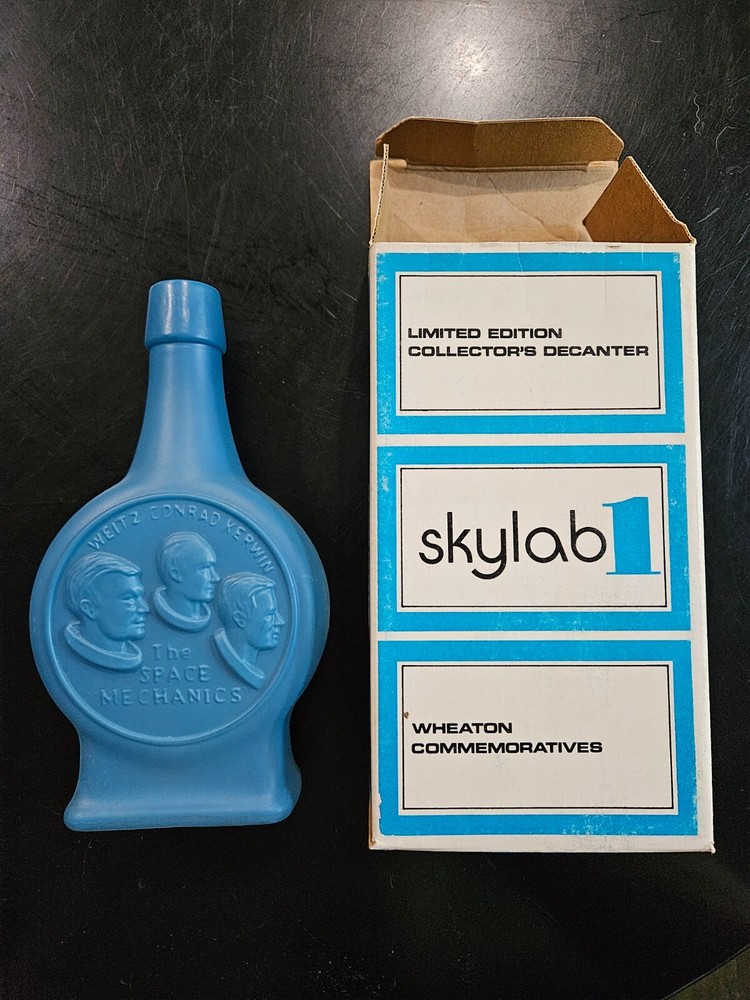 Sky Lab Weaton blue glass commemorative bottle