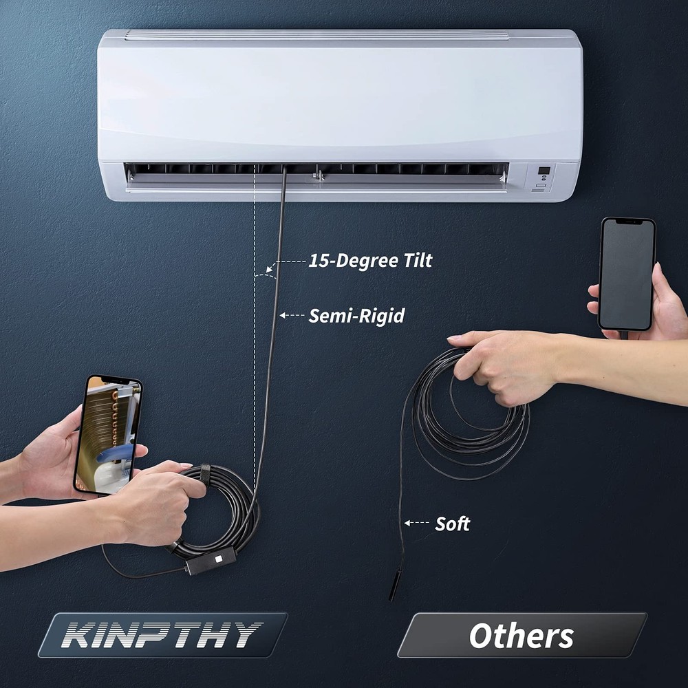 Endoscope Camera With Light 1920p Hd Borescope Tools With 8 Adjustable Led Light