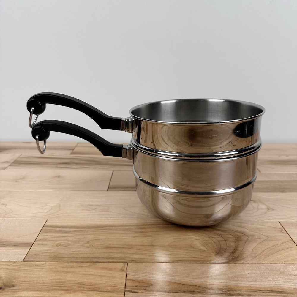 Farberware 7” Round Deep Stainless Double Boiler & Steamer Strainer Insert Set