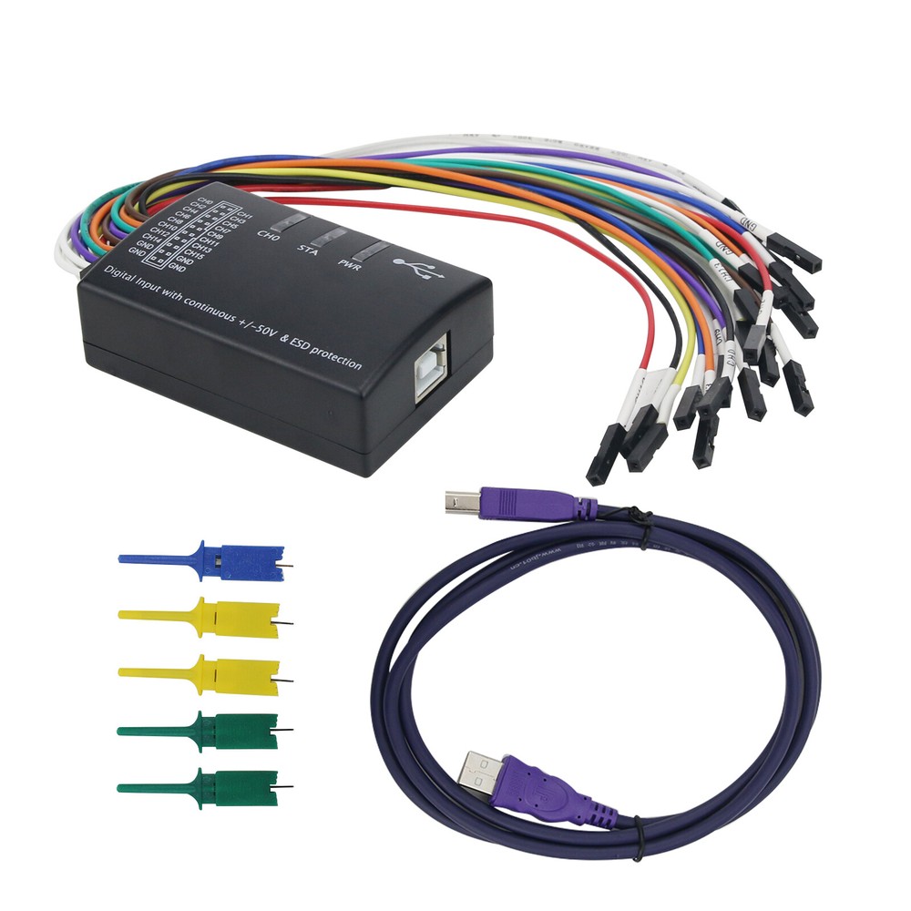 USB Logic Analyzer 100M Max Sample Rate 16CH Support 1.2.10 Software US SHIP
