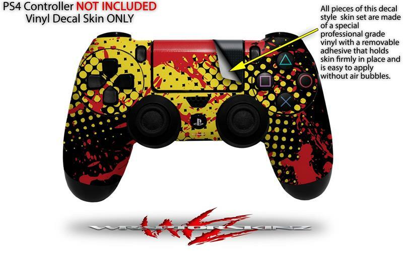 Skin for Sony PS4 Controller Halftone Splatter Yellow Red