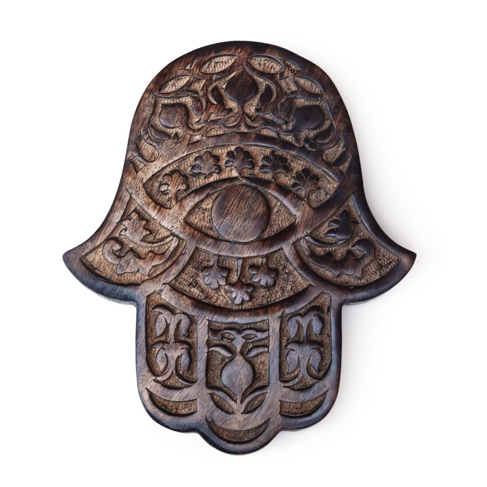 Decor - Wooden Hamsa - Pomegranate 7"x6"